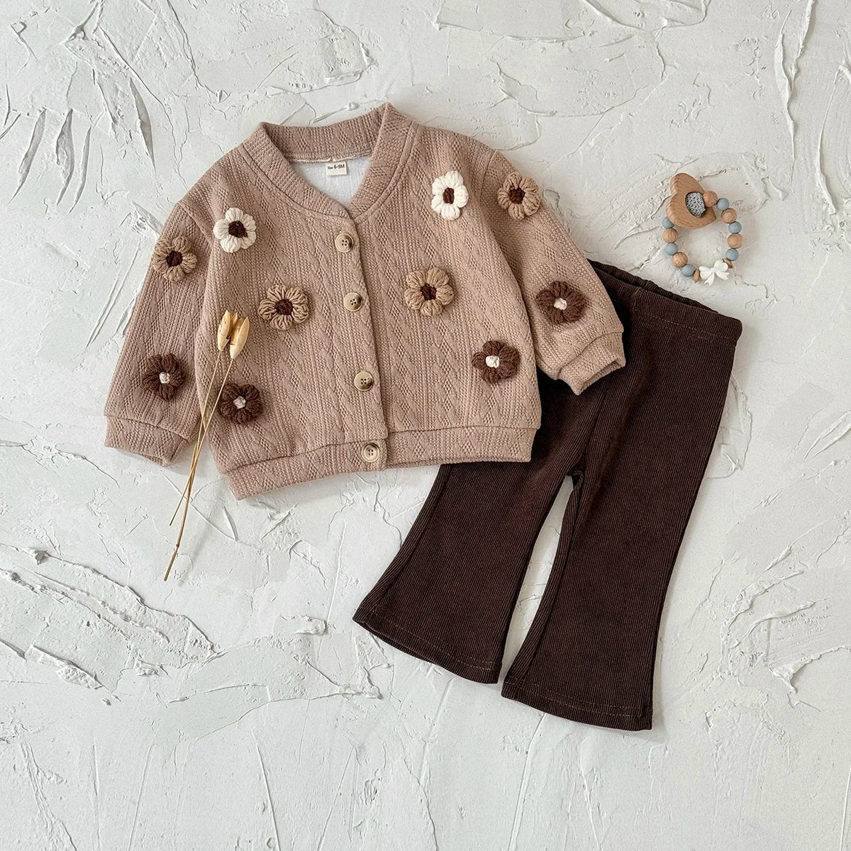 סט 2 חלקים חורפי דגם פרחים