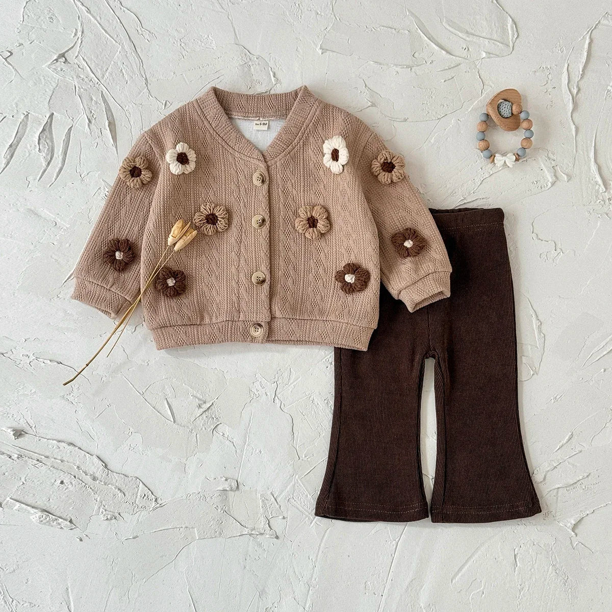 סט 2 חלקים חורפי דגם פרחים