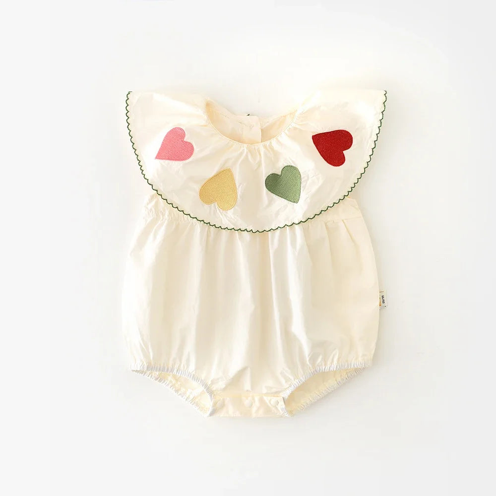 אוברול קיצי לבנות עם צווארון לבבות